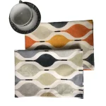 Orange Grey Geometric Dish Towel