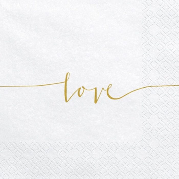 Gold Love Paper Napkins | Set 0f 20