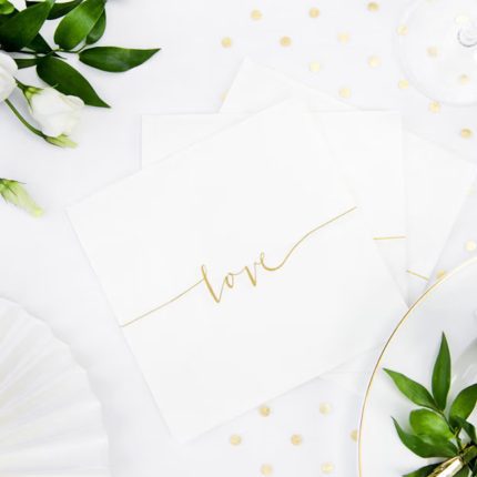 Gold Love Paper Napkins | Set 0f 20