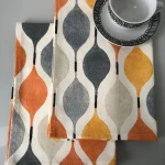 Orange Grey Geometric Dish Towel