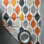 Orange Grey Geometric Dish Towel