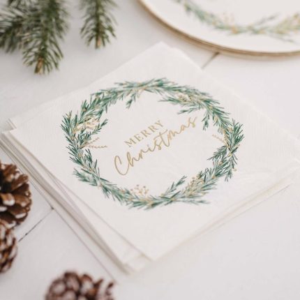 Gold Foliage Festive Party Napkins